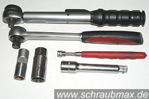 Werkzeug für Zündkerzenmontage - Ratsche, Zündkerzennuß, Verlängerung, Magnetgreifer